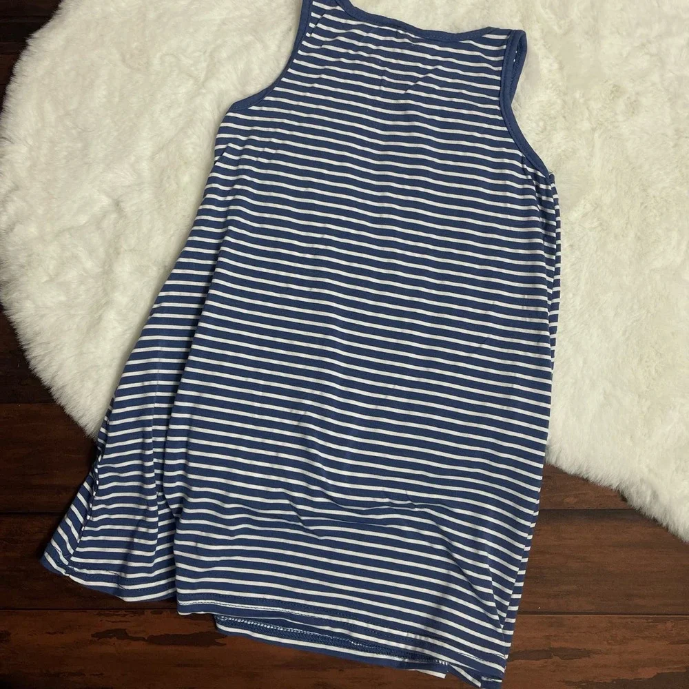 Kiwi + Punch Kids Girl's Navy Blue White Striped Sleeveless Dress‎ Size Small